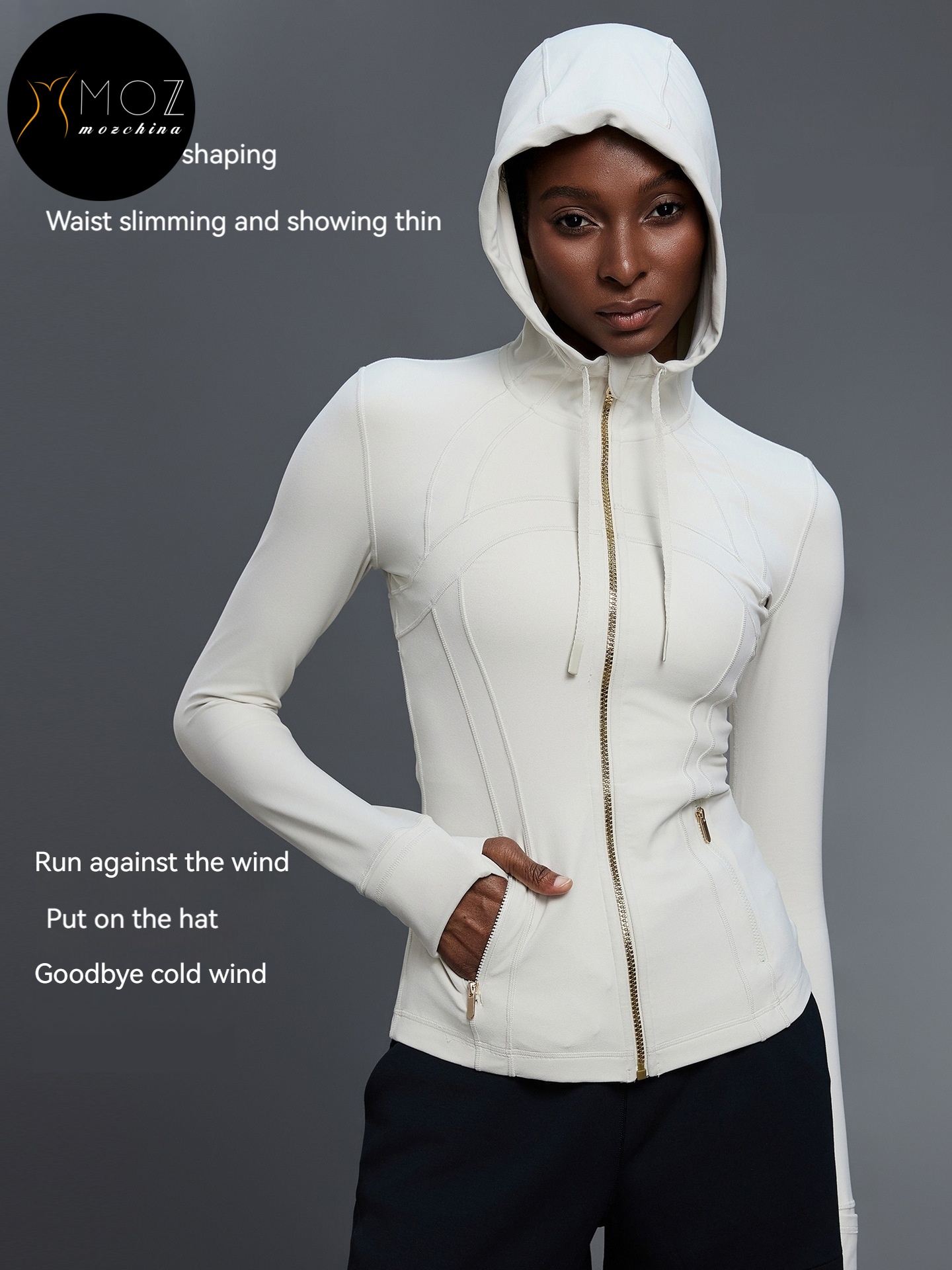 Women's Long-Sleeved Hooded Yoga Jacket Slim Fit Cardigan for Gym Running Soft Comfortable Breathable Sportswear Layer