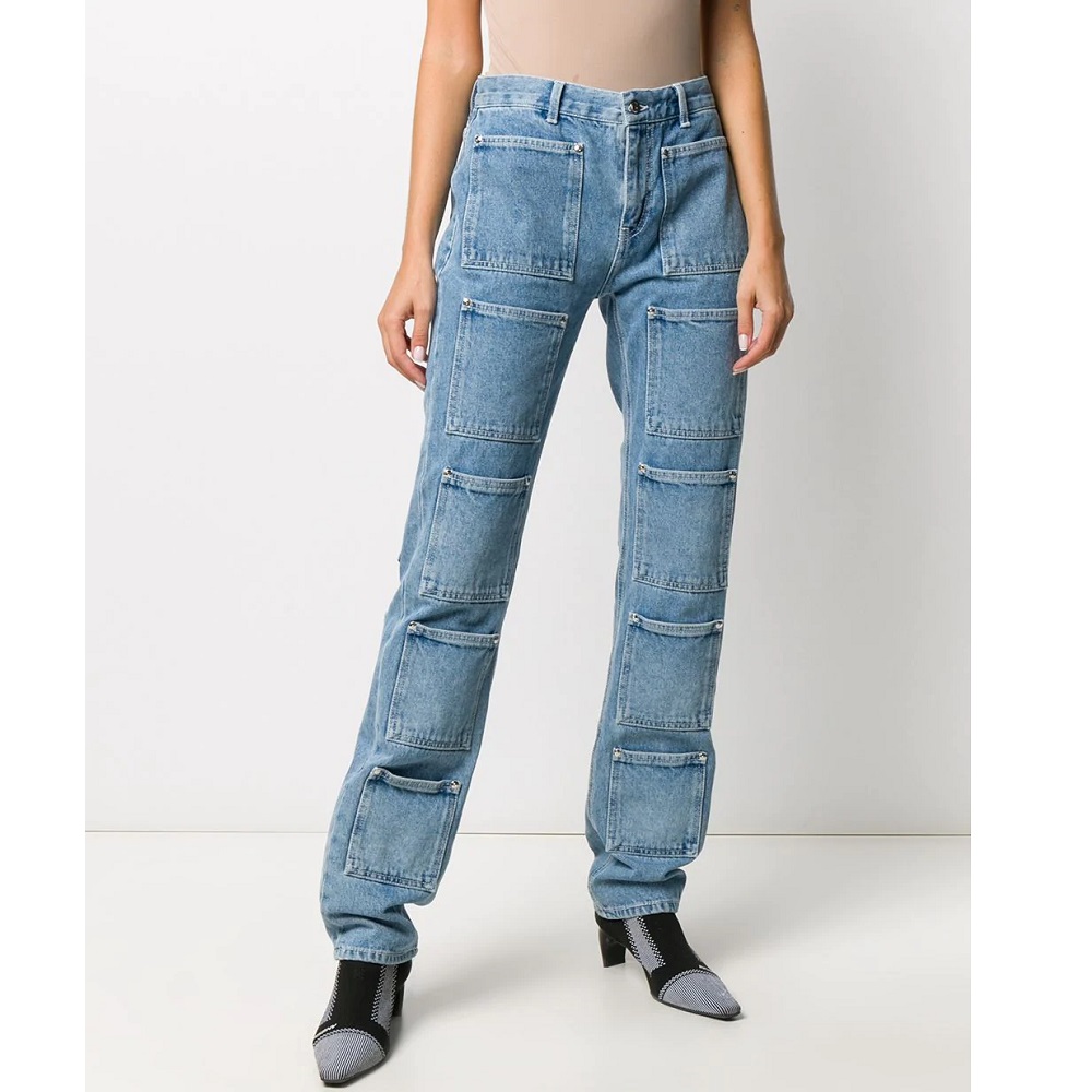 OEM Women's Denim Jeans With Pocket Detail Jeans - Classic 20 Pieces Pockets on Overall Smart Casual Jeans Pants