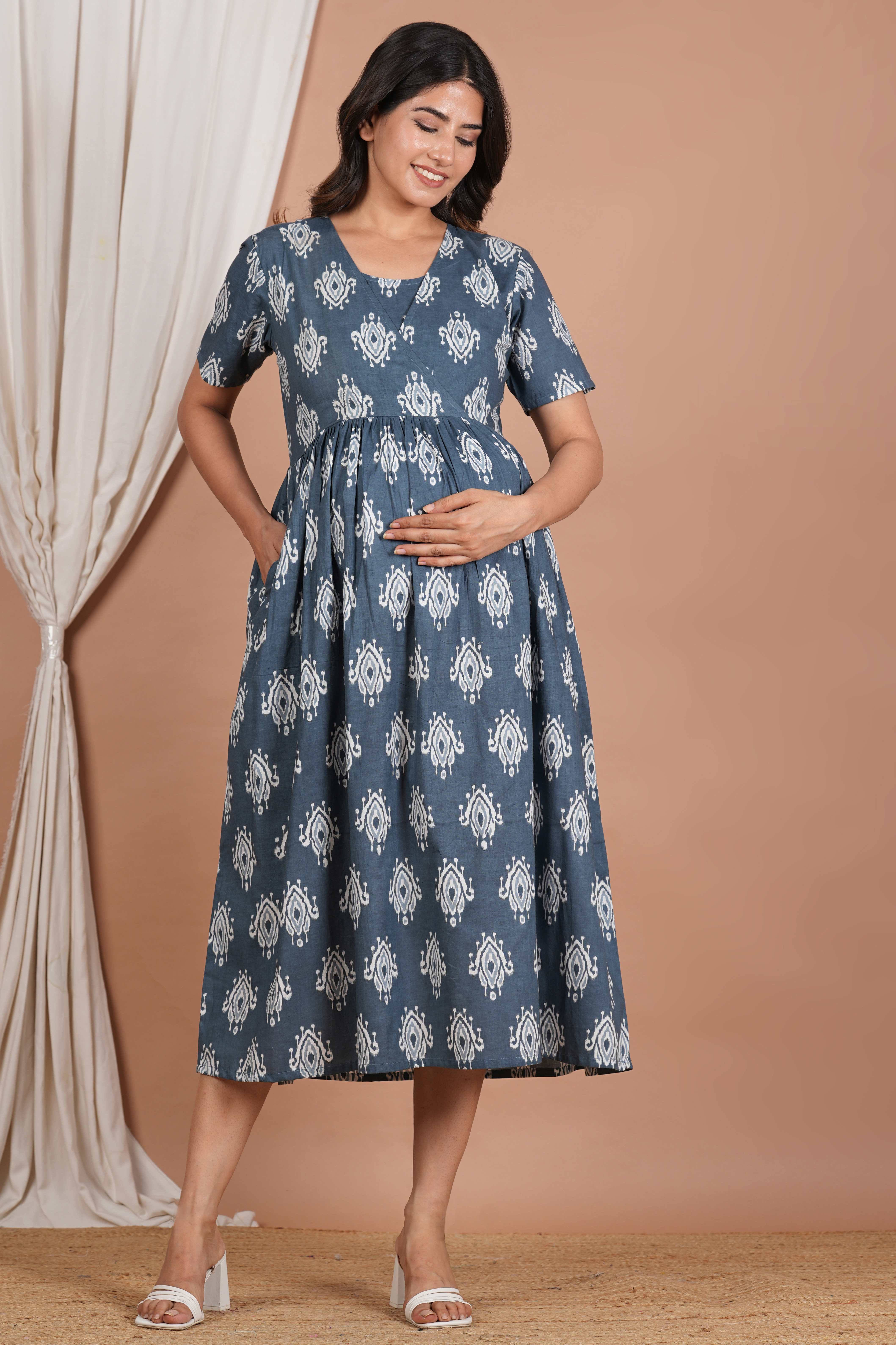 New Arrival Loose Pregnancy Maternity Dress With Baby Feeding Access Breathable Summer Wear Cotton Nursing Dress For Women