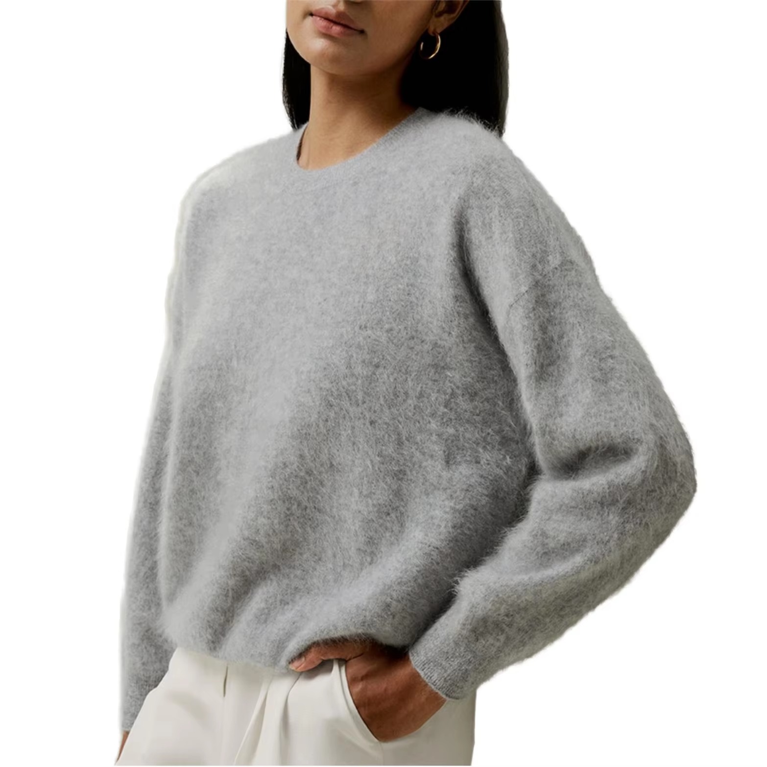 Wholesale Custom High Quality Knitted Sweater Top Long Sleeve Knit Casual Soft Solid Color Women's Sweaters
