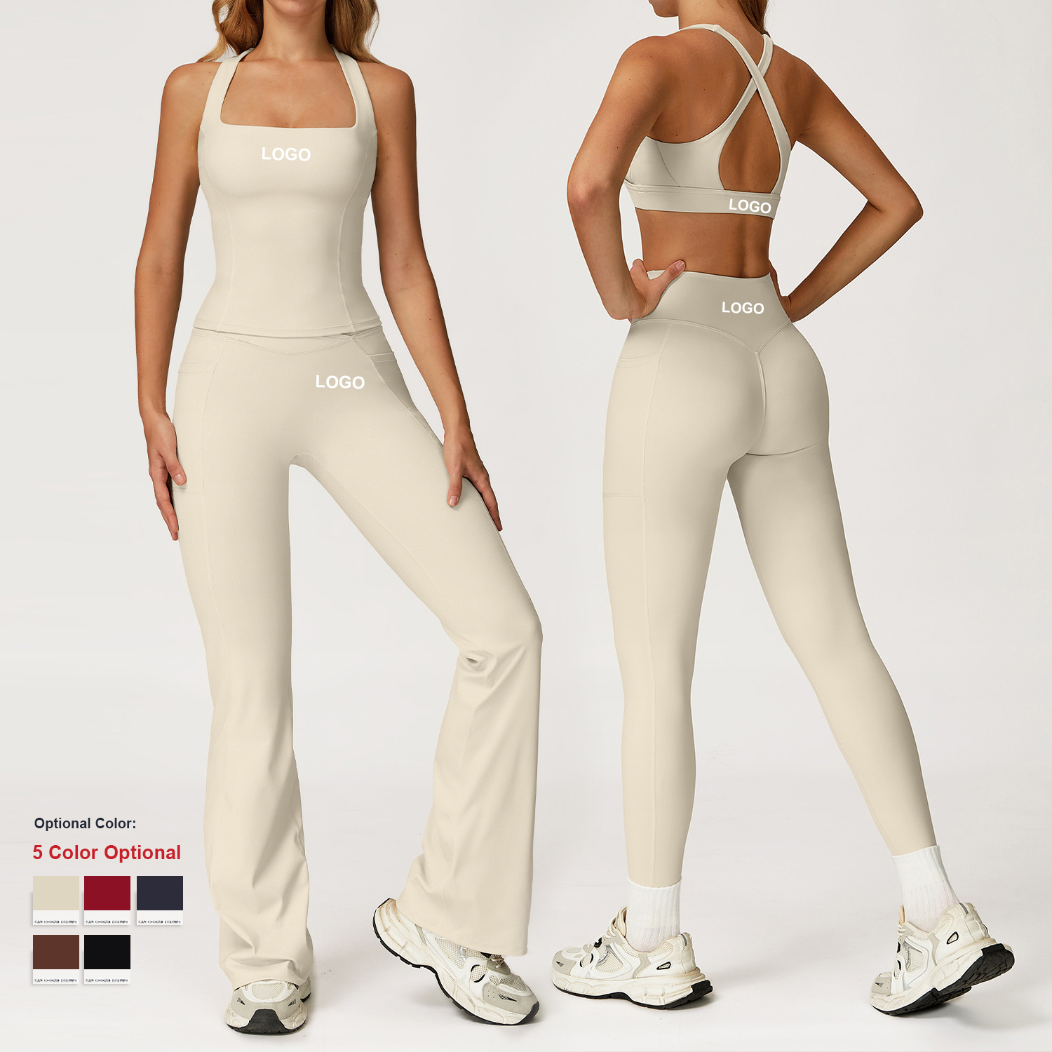 Custom High Quality Fitness Sportswear Yoga Wear Suit V-Shaped Bra Women Outdoor Gym Running Tight Fitness Sports Yoga Wear Set