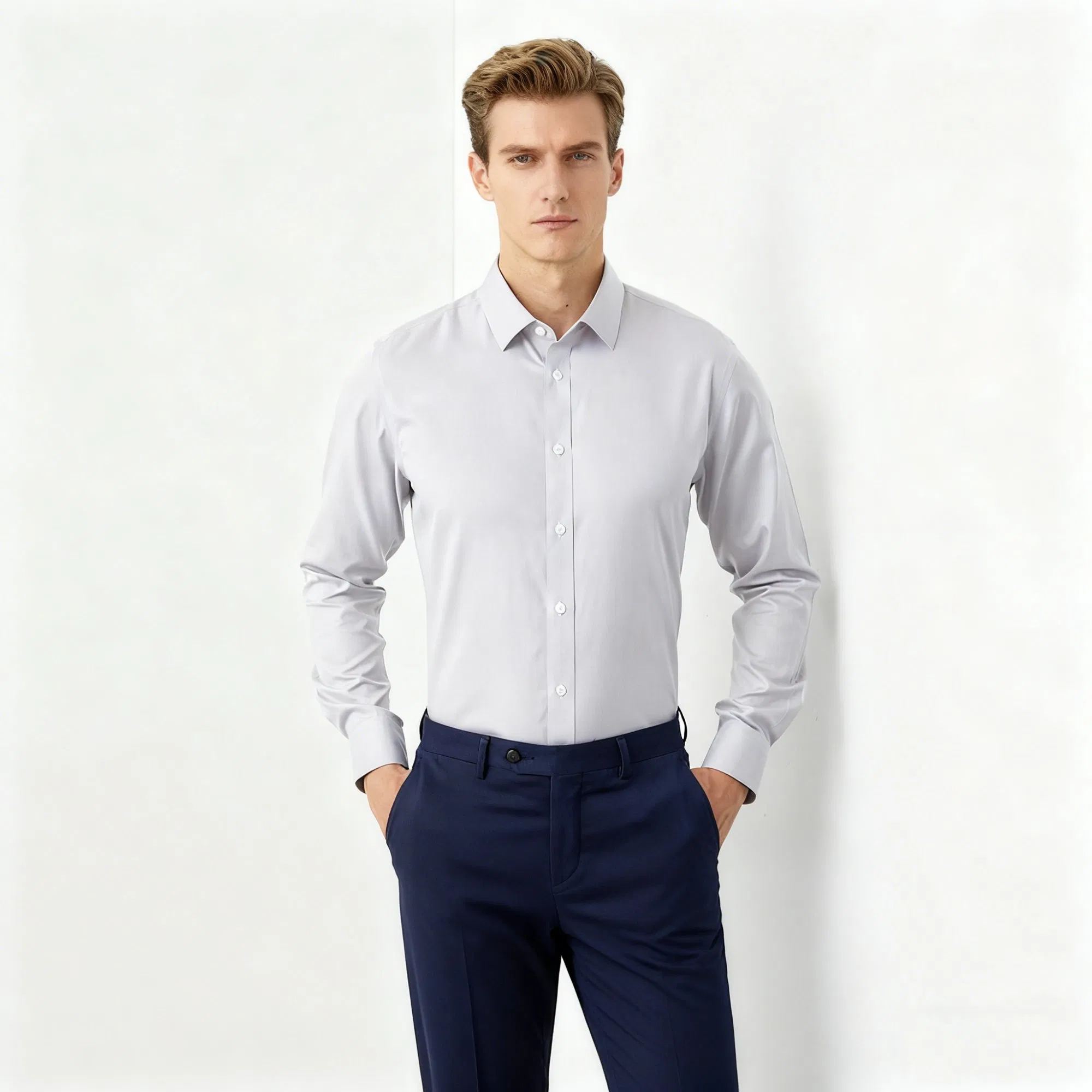Factory Bulk Clothing Long Sleeve Men's Business Casual Spring High Pure Color Professional Formal Wear Factory Wholesale Shirt