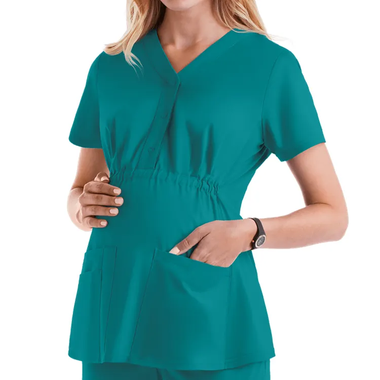 Flexible Comfortable Medical Hospital Scrub Pregnant Nurse Uniform Top Maternity Scrubs Uniforms for Women