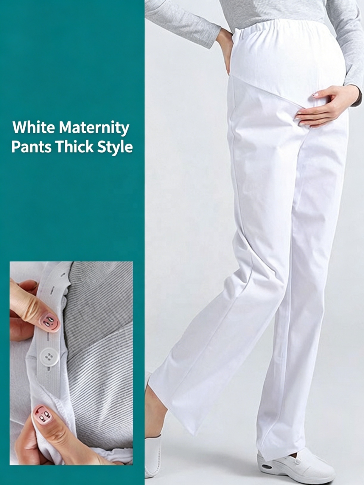 Thickened Adjustable Waistband Lightweight Breathable Medical Apparel Nurses Maternity Hospital Wear Pregnancy Nursing Trousers