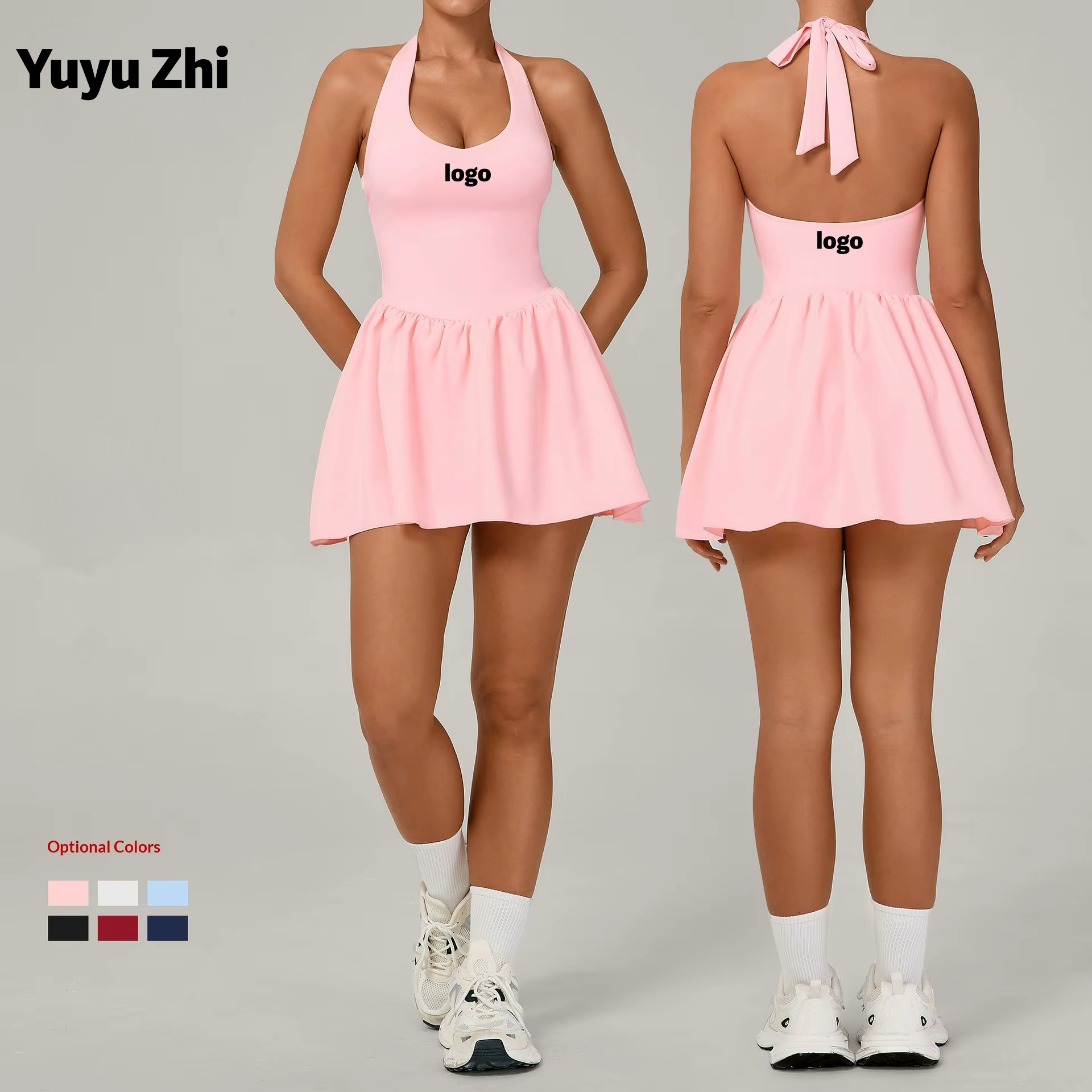 Lace-Up Nude-Look Breathable Solid Sports Tennis Wear Women's Anti-Exposure Base Outdoor Running Fitness
