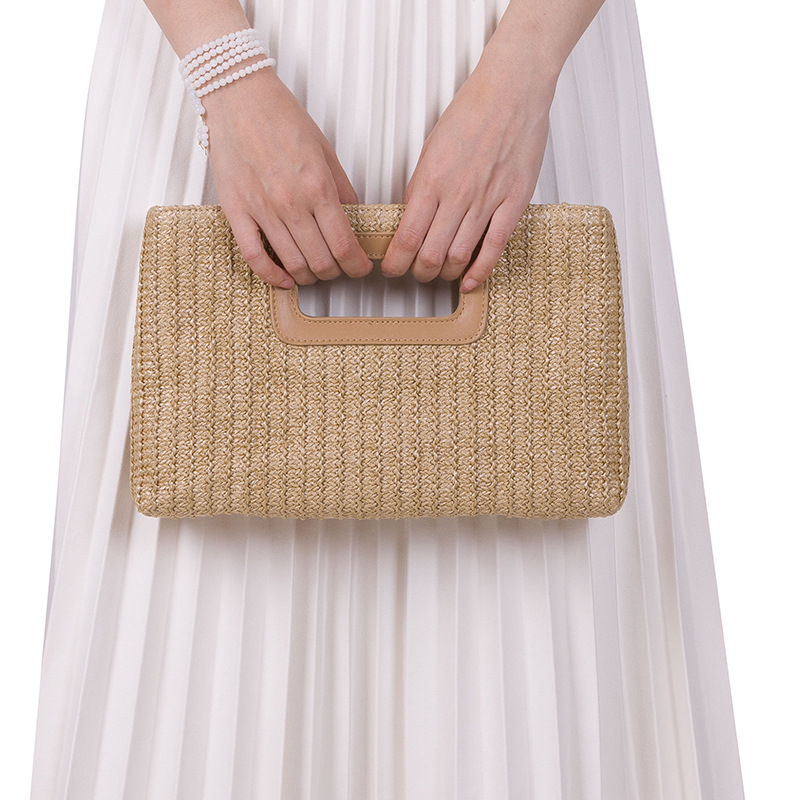 Luxury Eco-Friendly Women's Straw Handbag Ethnic Style Woven Purse for Casual Summer Vacation Evening Party Beach Portable