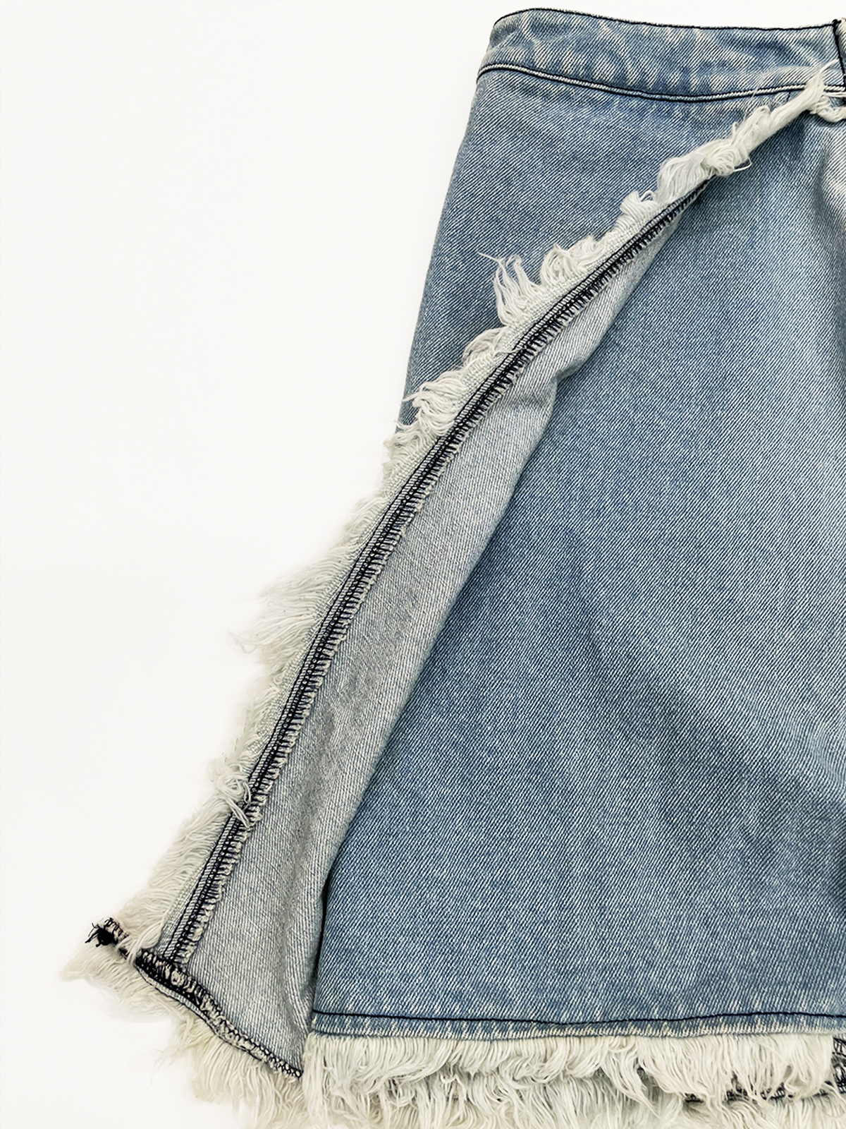 Custom Women's Irregular Fringed Denim Short Skirt