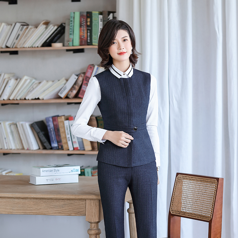 Professional Women's Bank &amp; Business Suit Front Desk Hotel Cashier Vest Overalls Elegant Dress for Office Hospitality Industries