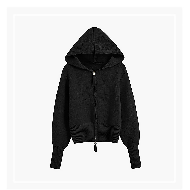 Korean Sweaters, Knitted Hoodies, Custom Knitwear, Women's Long Sleeved Zippered Hooded Cardigans Are Now Available