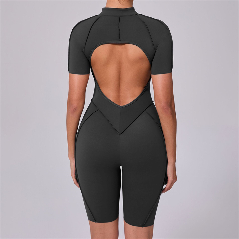 2025 Red Women's Sports Bodysuit & Jumpsuit Sexy Yoga Fitness Training Playsuit with Zippers Workout Sports Bulk Sportswear