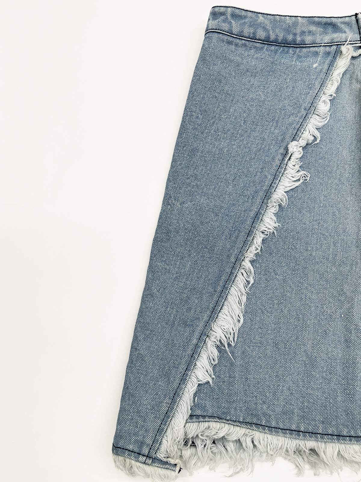 Custom Women's Irregular Fringed Denim Short Skirt