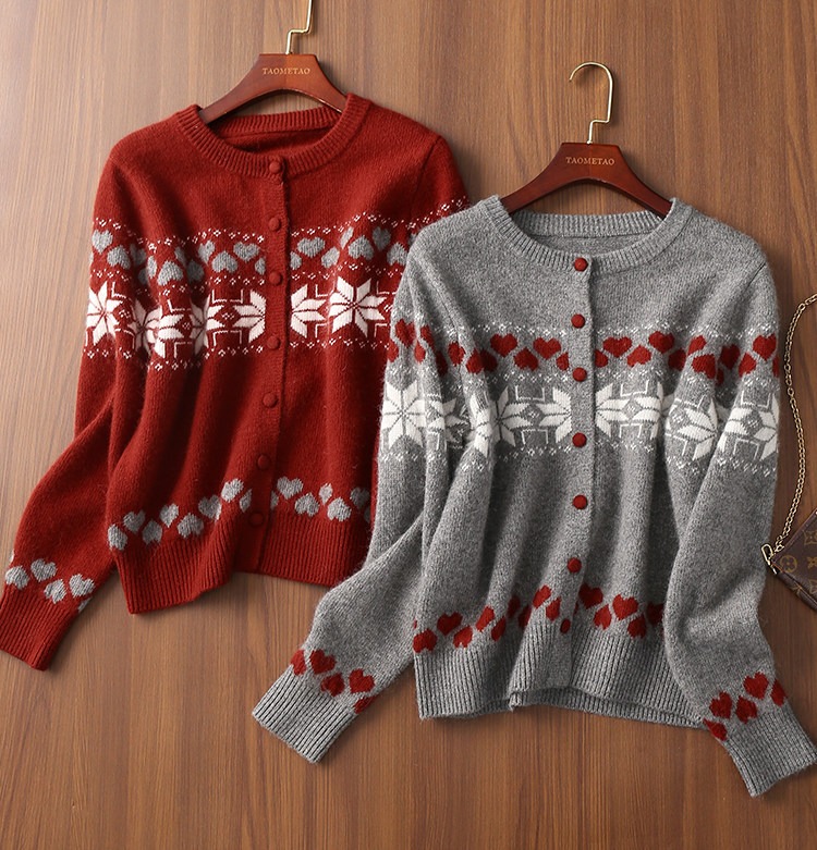 Plus Size Women's Fair Isle Knit Cardigan, Color Block Panel Design Long Sleeve Top