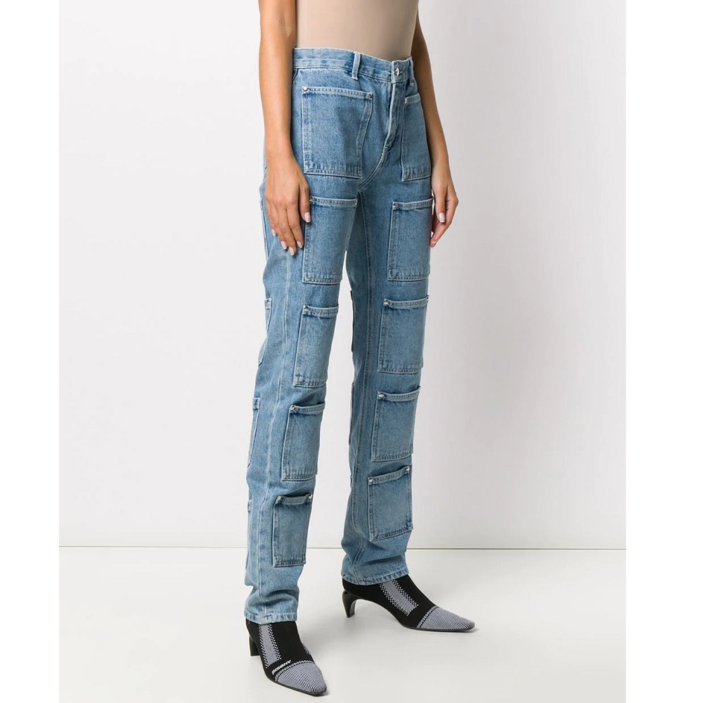 OEM Women's Denim Jeans With Pocket Detail Jeans - Classic 20 Pieces Pockets on Overall Smart Casual Jeans Pants