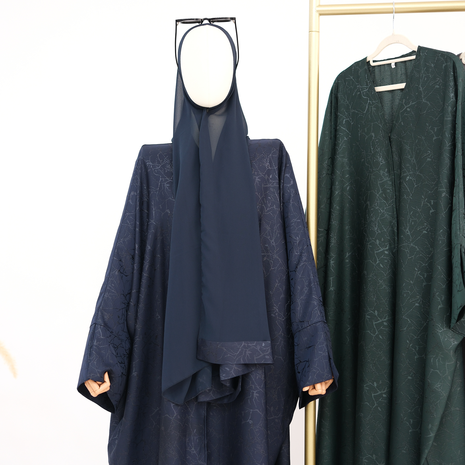 Loriya EID Ramadan Summer Women's Dresses Modest Islamic Clothing Front Open Abaya Cardigan Kimono Hijab Set for Muslim Ladies