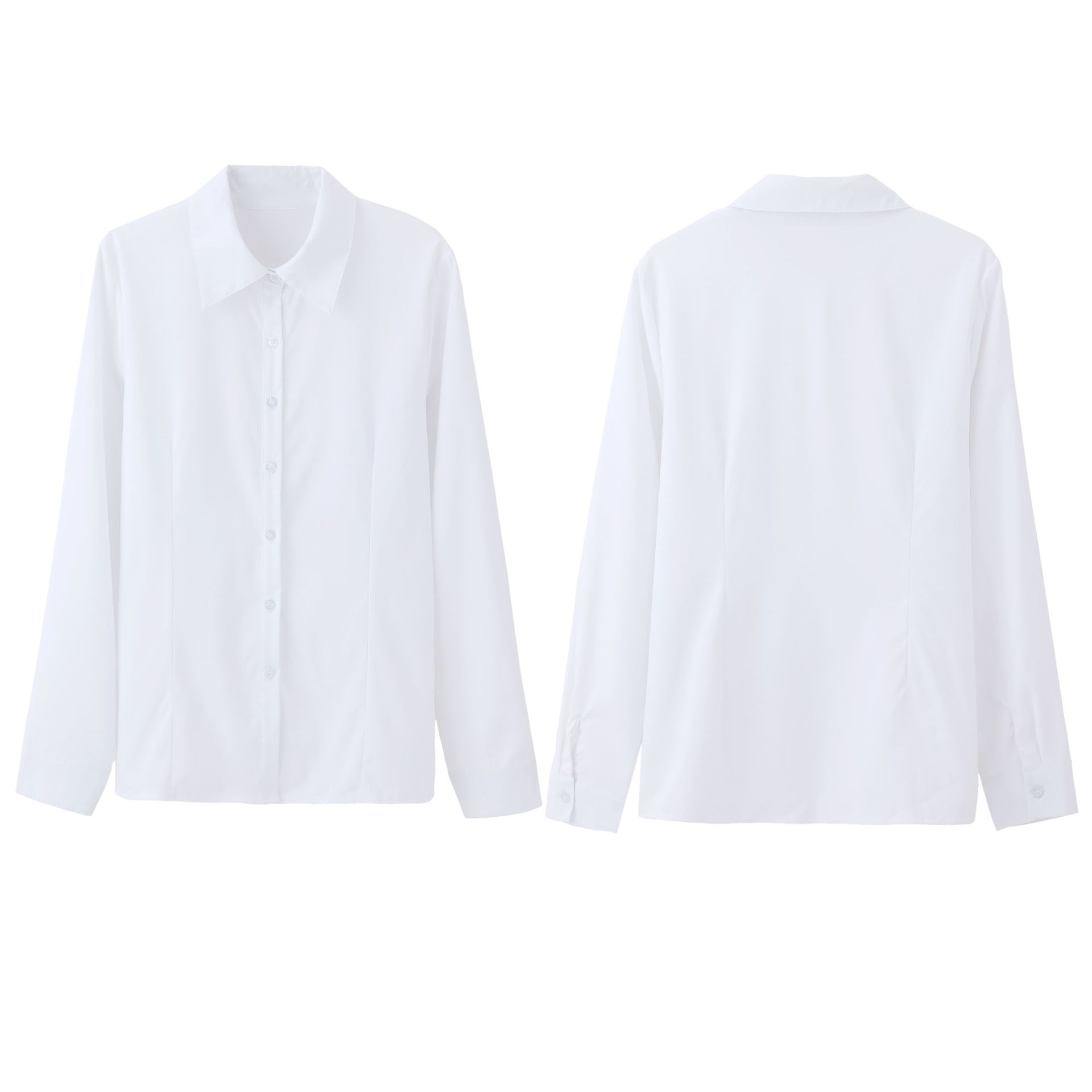 2026 Autumn Formal Women's White Button Mohair Blouse Long Sleeve Turn-down Collar Office Business Solid Color Casual Elegant