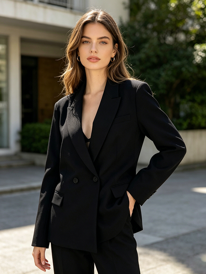 Fast Shipping Factory Direct Women Lightweight Black Blazer Versatile Suit Jacket Daily Work Wear Portable Office Outerwear