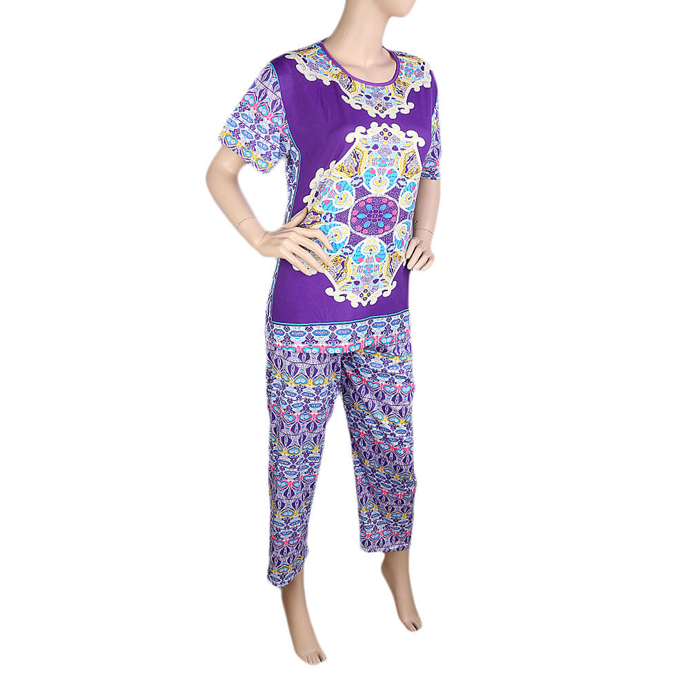 Women's 2 Piece Night Suit - Purple