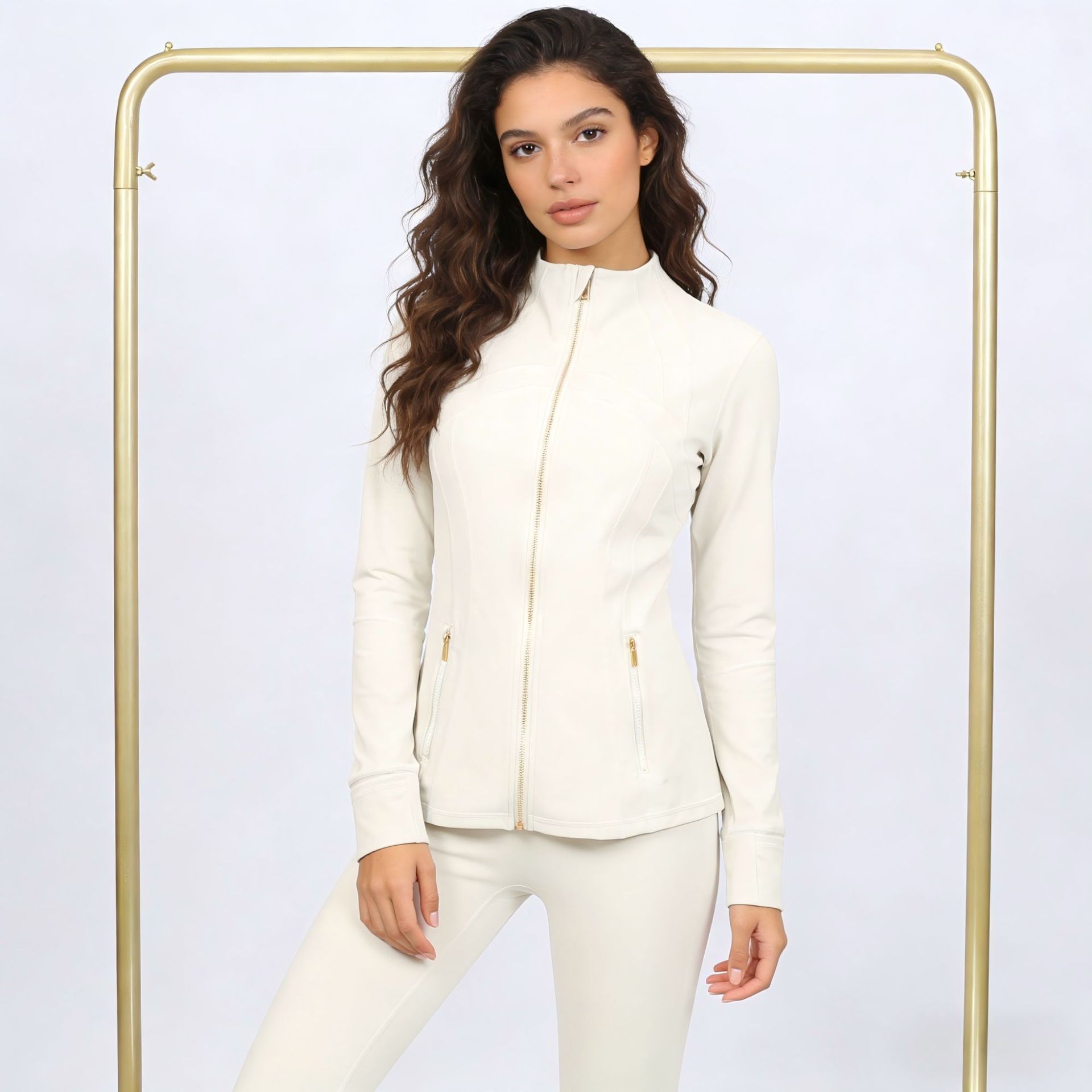 Women's 2-Piece Yoga Loungewear Set Solid Pattern Jogger Jacket with Flare Pants Elastic Waist Closure Fall Fitness Outfit