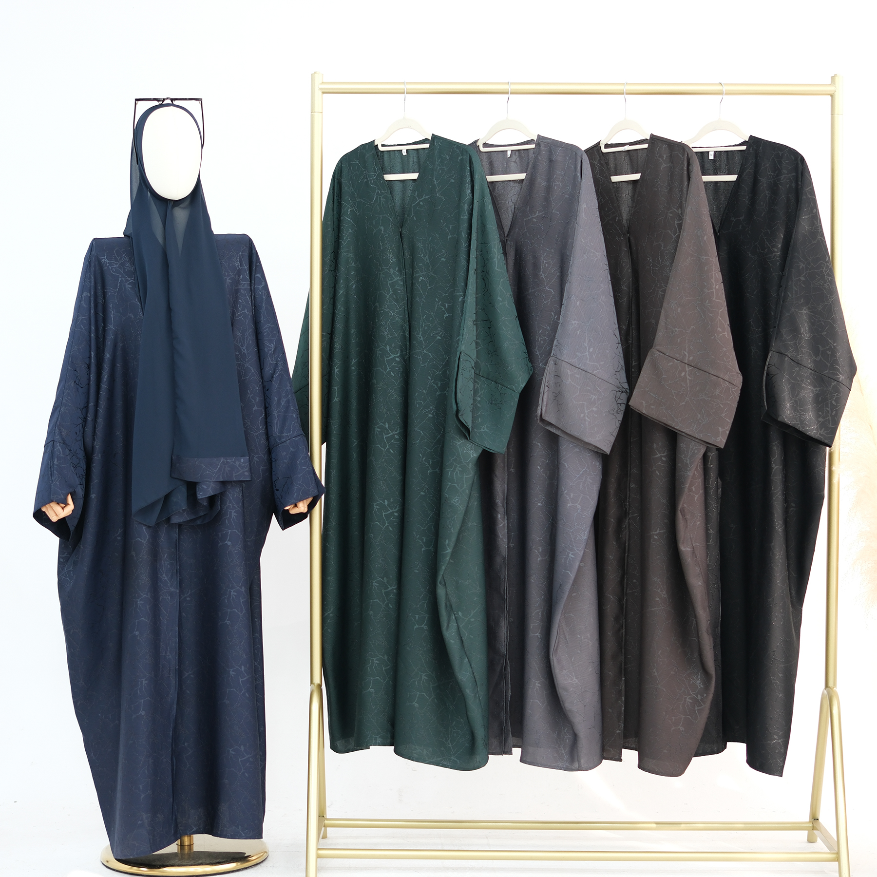 Loriya EID Ramadan Summer Women's Dresses Modest Islamic Clothing Front Open Abaya Cardigan Kimono Hijab Set for Muslim Ladies