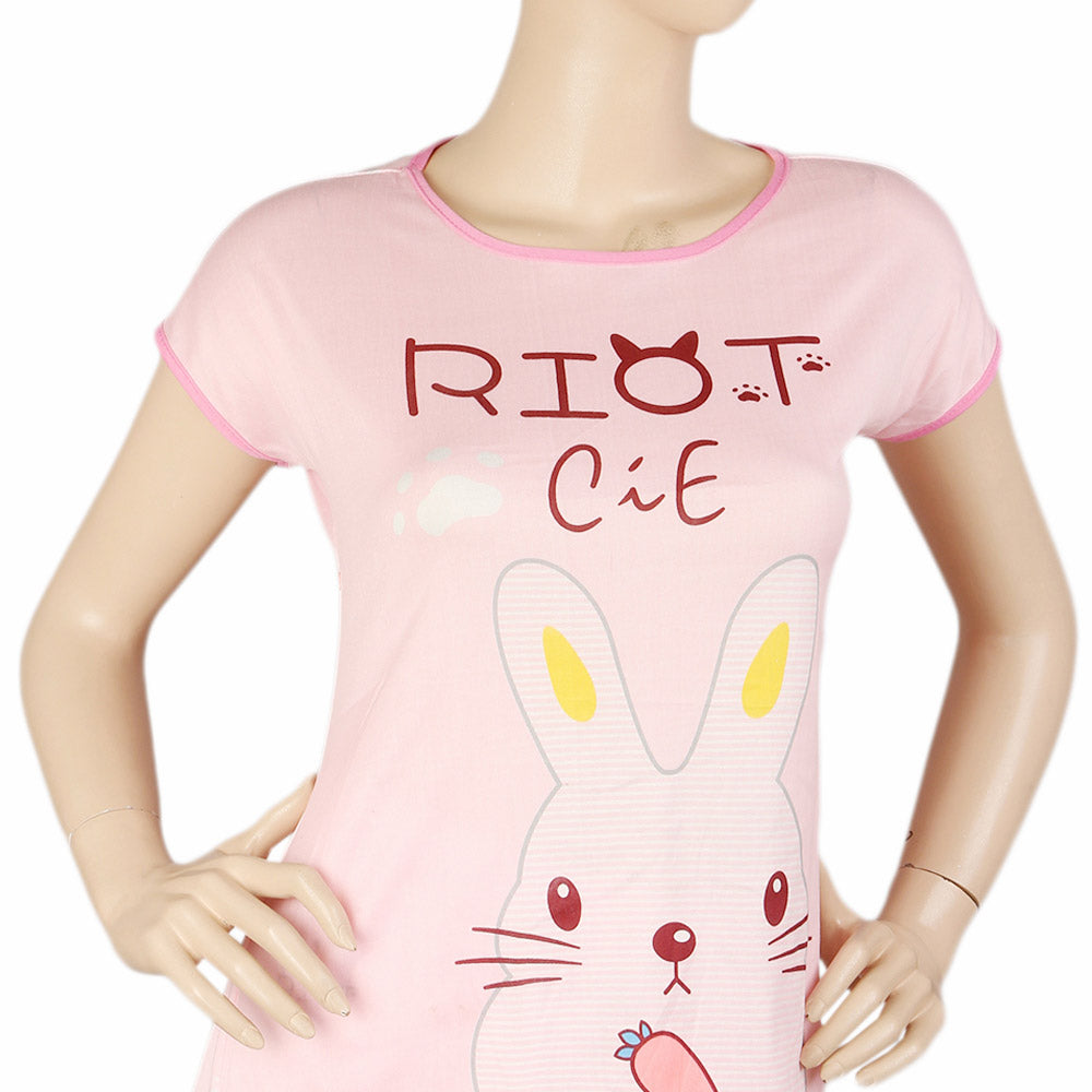 Women's 2 Piece Night Suit - Pink