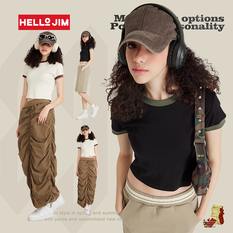 Women 2023 New Arrivals Short Tshirt 220g Crop Tshirt 100% Cotton Streetwear Crop Top Tshirt Sexy