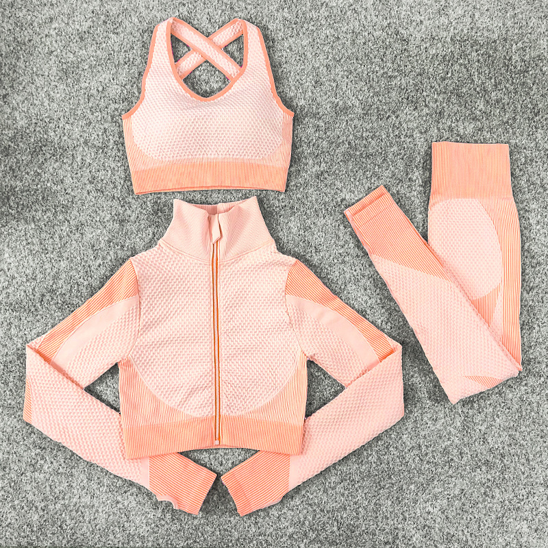 Ladies Sports Seamless Athletic High Waist Butt Lift Leggings Set Women Fitness Workout Clothing Gym Activewear Wear Yoga Set