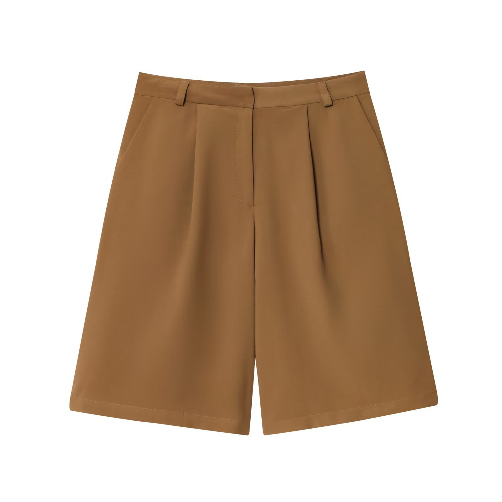 A New Autumn Women's Collection Featuring a Short-sleeved blazer with a Belt and Wide Shorts in Solid Colors for a Stylish Look