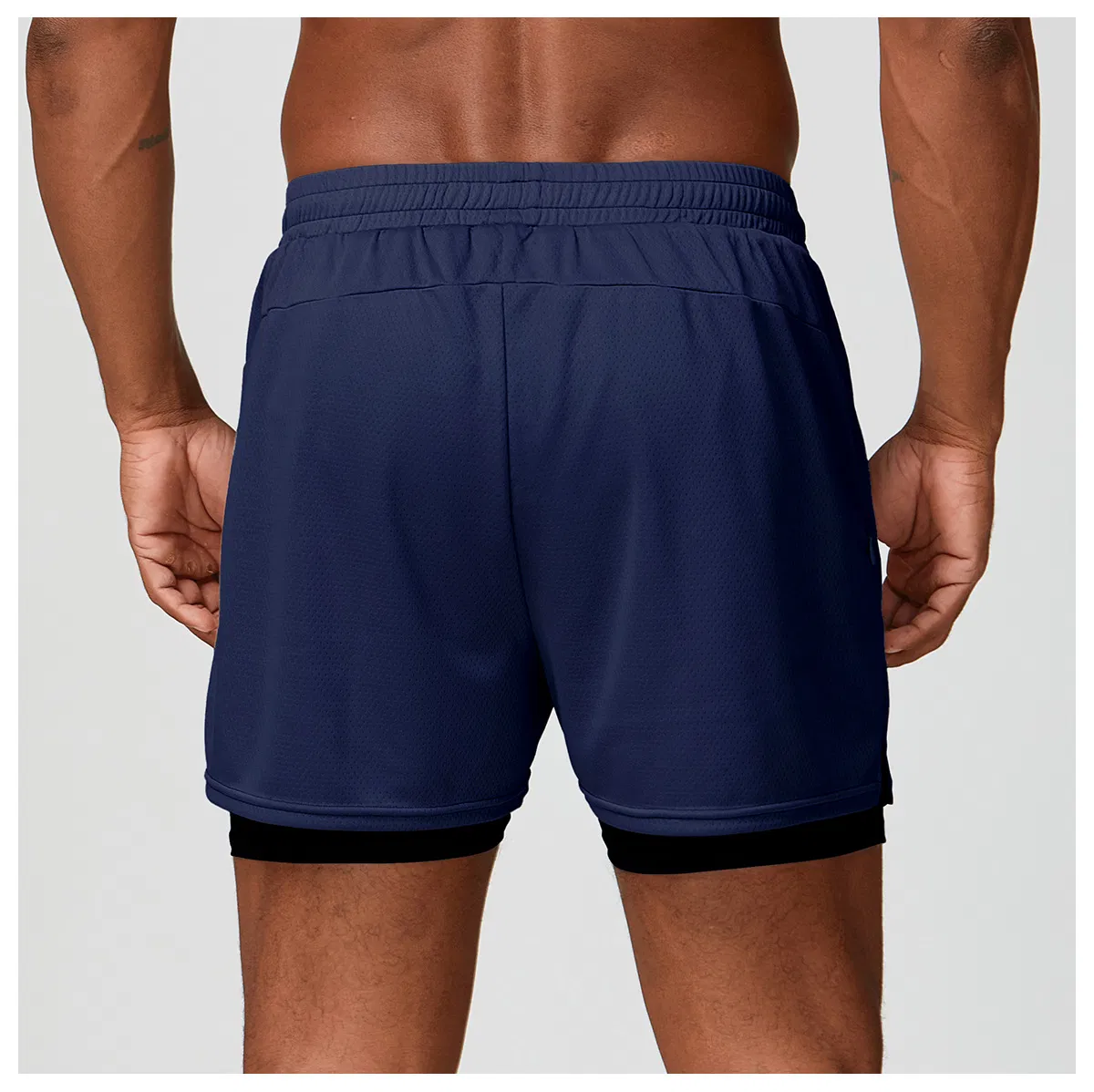 Men's High Elasticity Fitness Shorts High Drawstring Sport Wear Pockets Casual Wear Breathable Lightweight Running Clothes