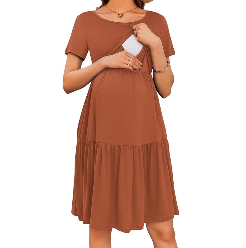 Wholesale Comfortable Maternity Dresses for Pregnant Women Breastfeeding Clothing Stretchable Maternity Wears Breathable