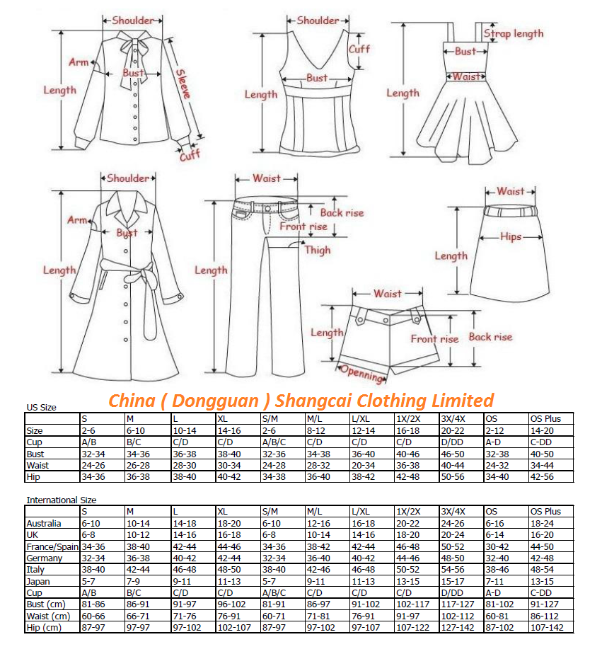 Clothing Size Chart Reference