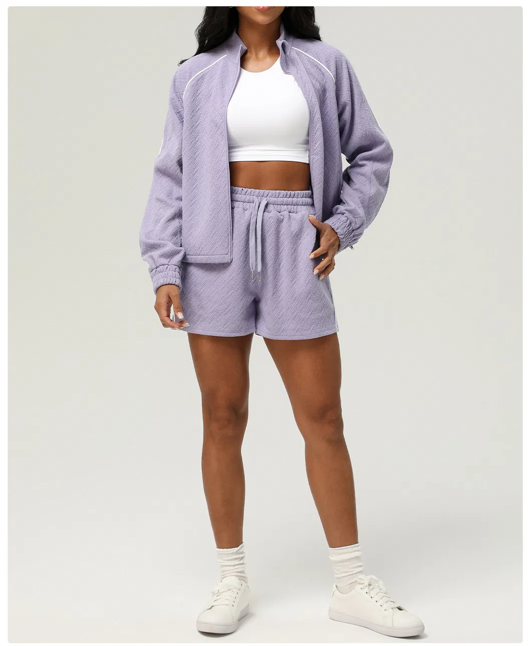 Women Yoga Wear Two-Piece Set Sports Suit Cardigan Sweatshirt Shorts Casual Clothing