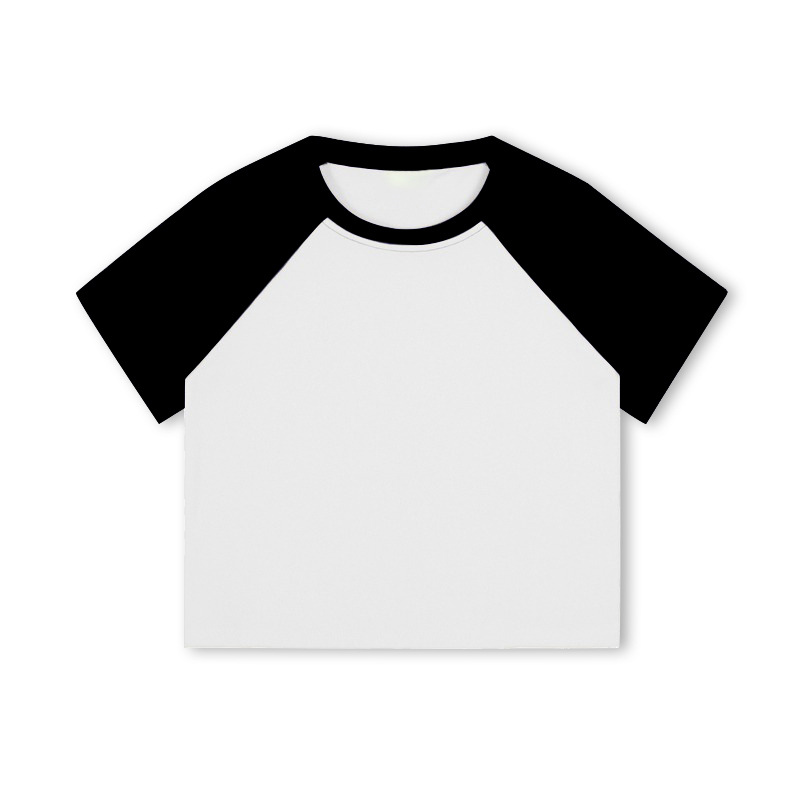 Custom Logo Raglan Sleeve Women's Cropped T-Shirts Contrast Short Sleeve Crop Tops Tees