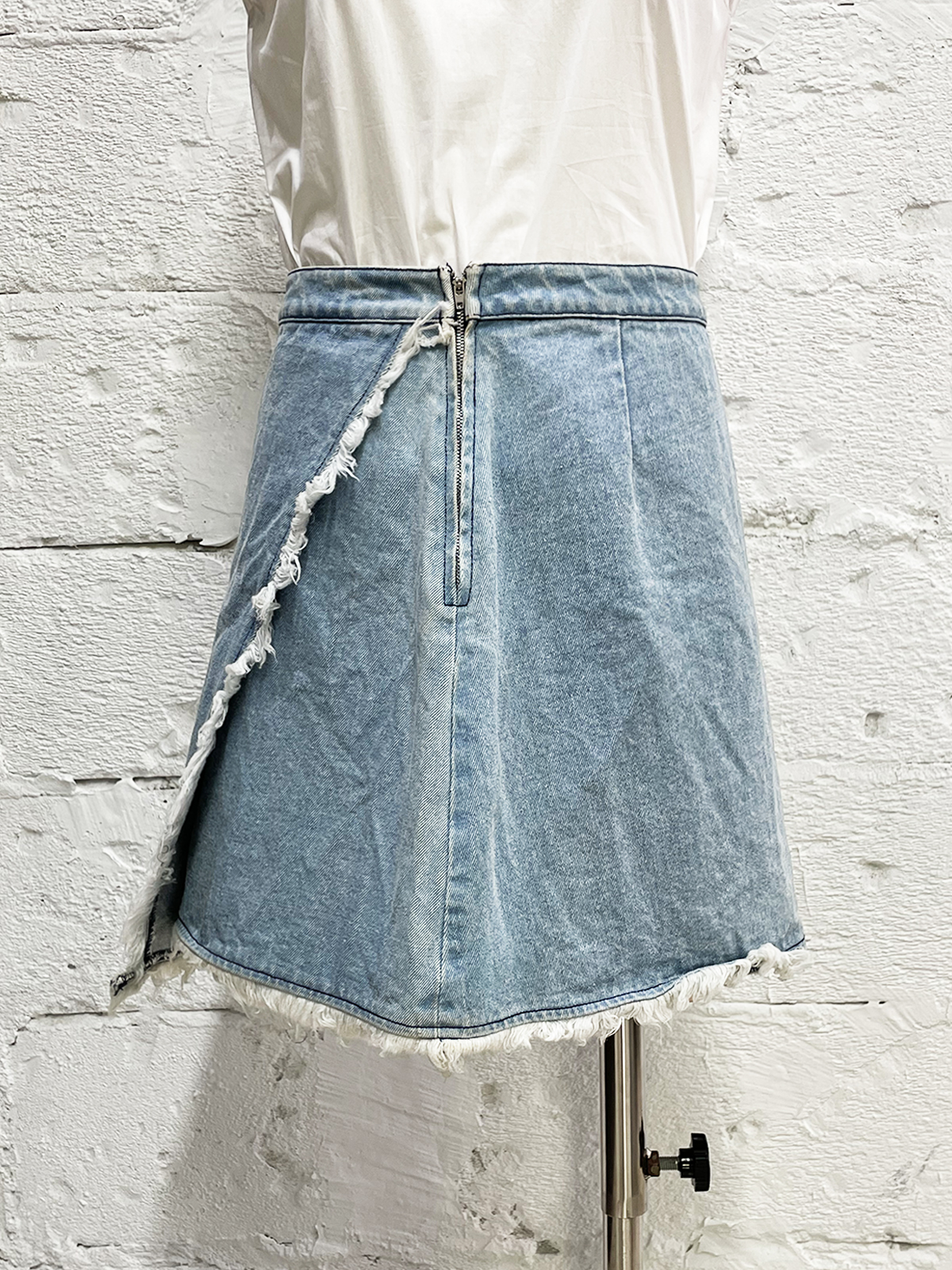Custom Women's Irregular Fringed Denim Short Skirt