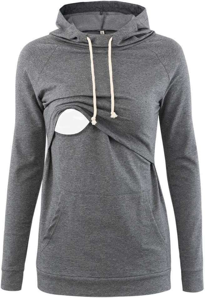 Maternity Nursing Hoodie for Breastfeeding Women Long Sleeve Comfortable Mom Sweatshirt with Easy Access Nursing Opening