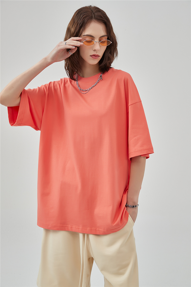 Women's Streetwear Solid Knitted 100% Cotton Regular Fit T-Shirt in Pink Black White-Bulk Order