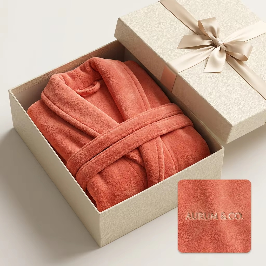 Bathrobe Custom Logo Coral Fleece Luxury Winter Long Thickened OEM ODM Personalized Warm Morning Gown For Hotel Spa Brands