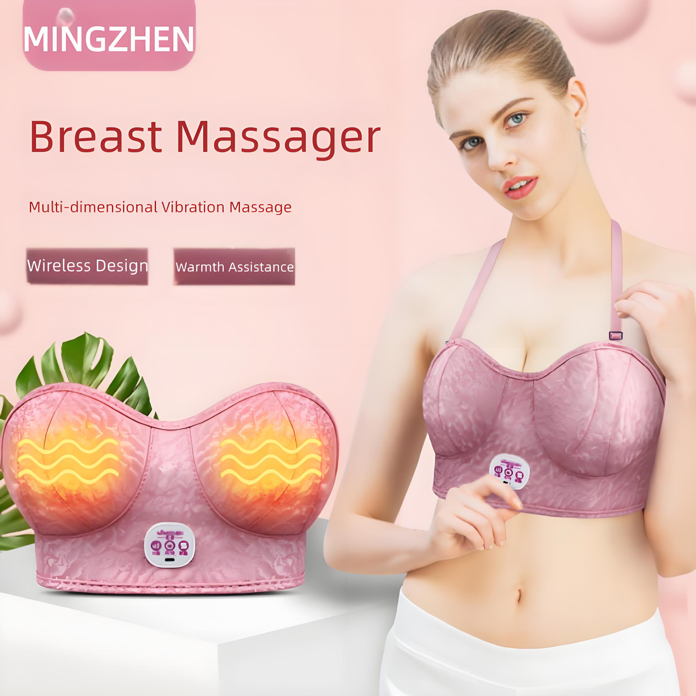 Wireless VibrationBra With Warm Heat Therapy,3 Intensity Levels,PU Fabric Comfort Fit, Portable Chest Breast Care And Relaxation