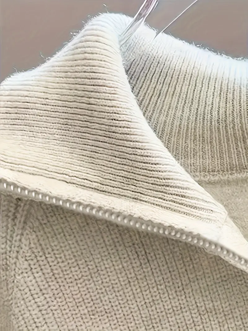 Korean-Style Women's Winter Sweater Coat with Turtleneck Double Zipper Raglan Sleeve Long Front Print Loose Top Knitted