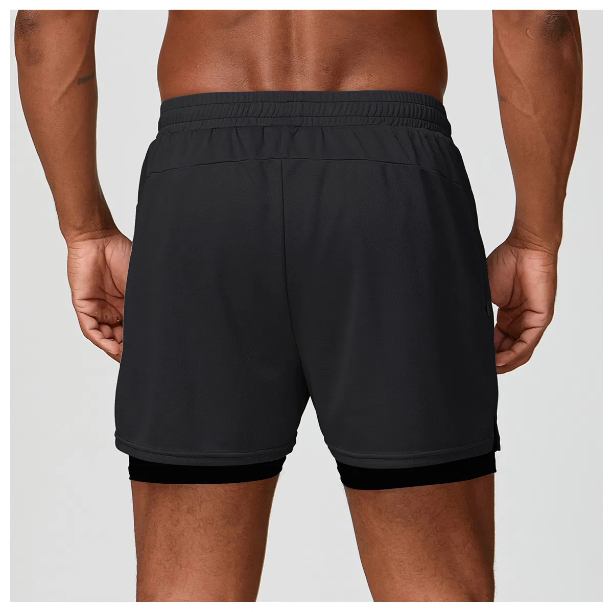 Men's High Elasticity Fitness Shorts High Drawstring Sport Wear Pockets Casual Wear Breathable Lightweight Running Clothes
