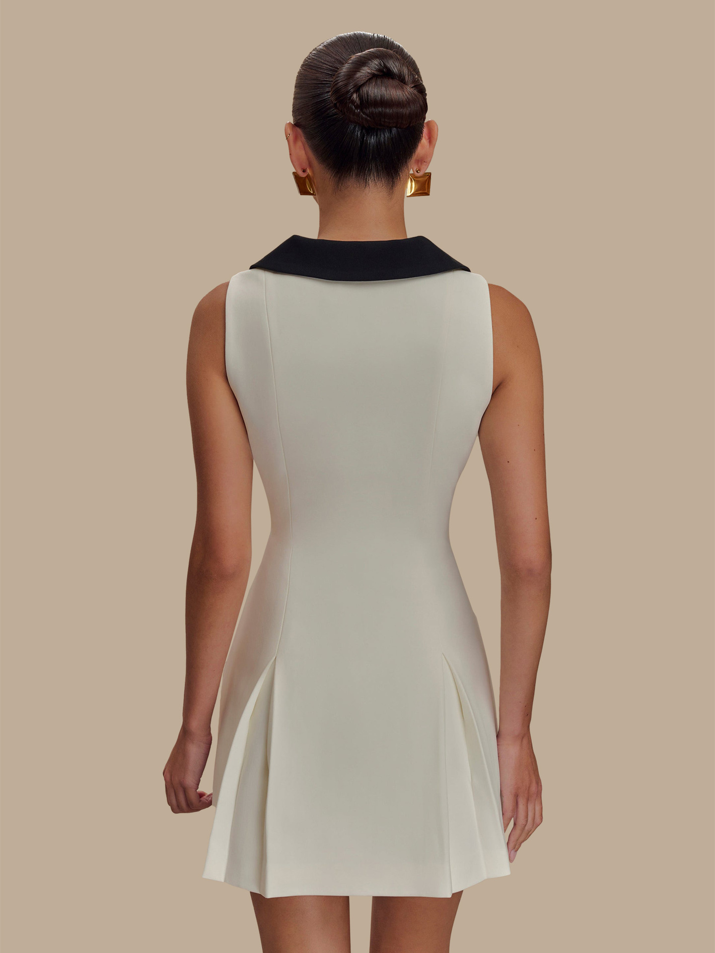 Factory Direct Knee Metal Button Solid Long Sleeve Dress Waist Cinching Pleated Short Modest Style Custom Logo Spring Autumn