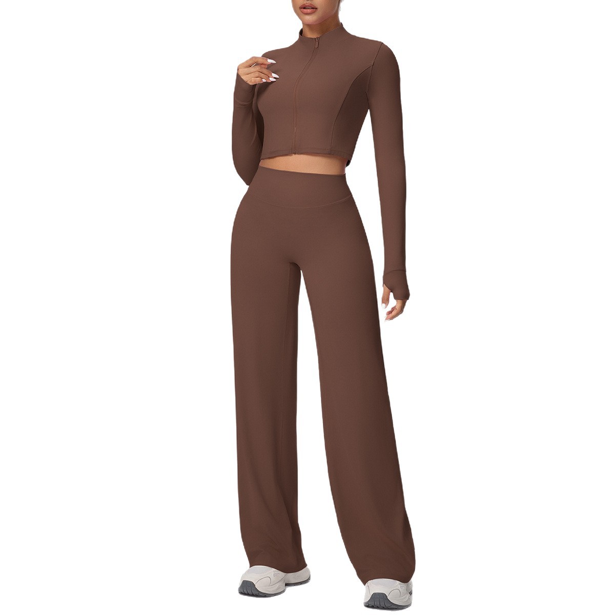 Customised Brand Yoga Set Long Sleeve Zipper Crop Jacket Tummy Control Leggings Naked Feelings Gym Outfits Women Activewear