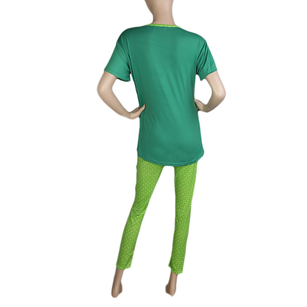 Women's 2 Piece Night Suit - Green Back View