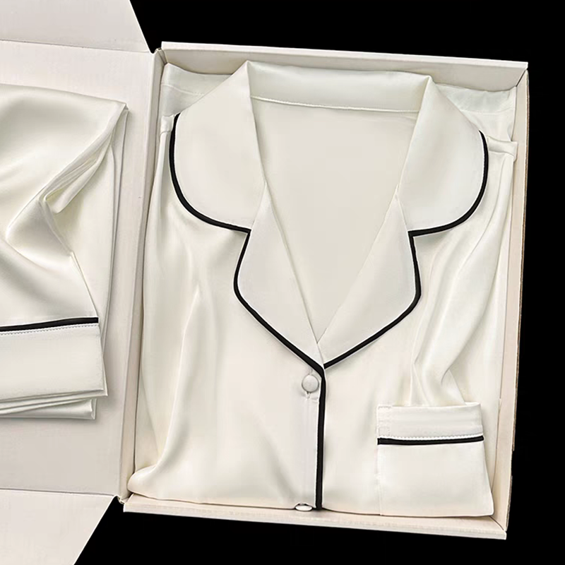 2026 Wholesale Luxury Long Sleeve Pajamas Women's 2 Piece Pjs Set Turn-down Collar Custom Silk Satin Women Pajamas Set Sleepwear
