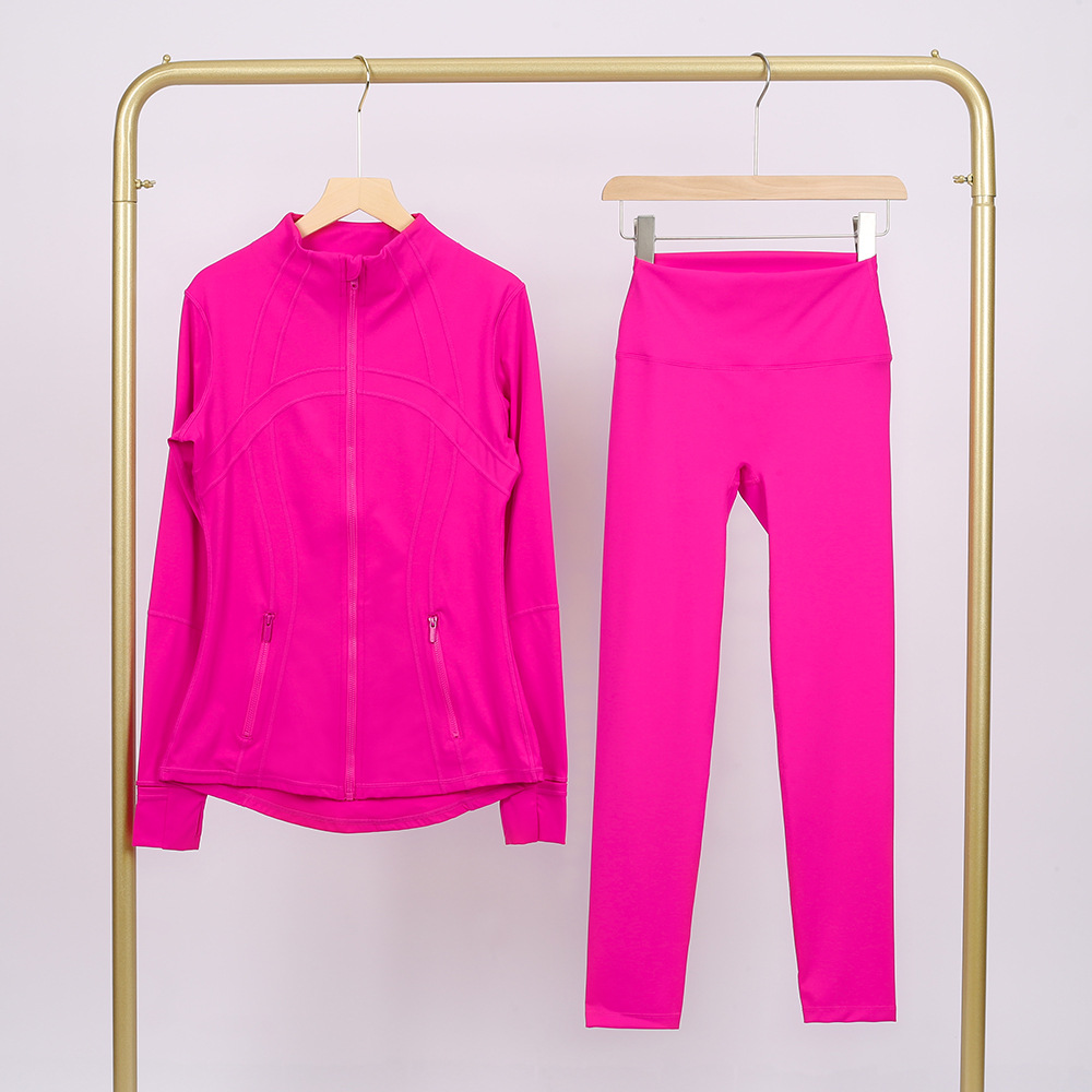 Women's 2-Piece Yoga Loungewear Set Solid Pattern Jogger Jacket with Flare Pants Elastic Waist Closure Fall Fitness Outfit
