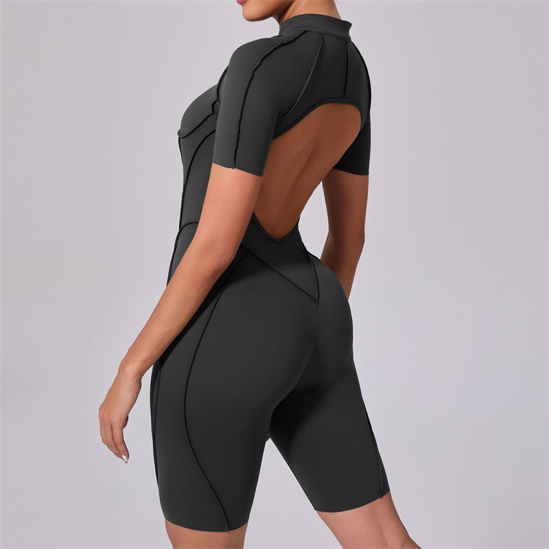 2025 Red Women's Sports Bodysuit &amp; Jumpsuit Sexy Yoga Fitness Training Playsuit with Zippers Workout Sports Bulk Sportswear