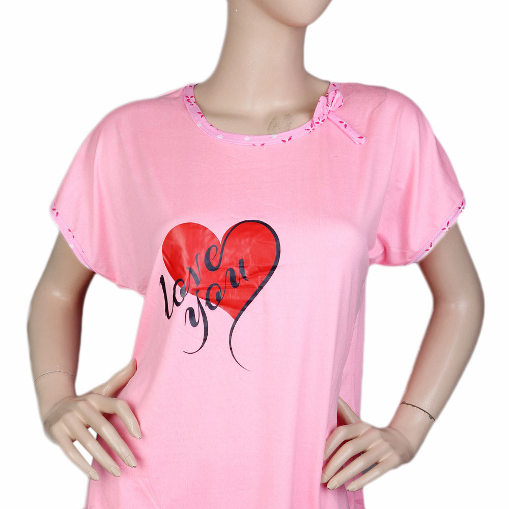 Women's 2 Piece Night Suit - Light Pink