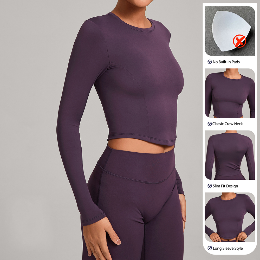 Aoyema New Style Activewear Top De Yoga Women Sportswear Fitness Workout Slim Fit Clothing Yoga Cropped Top Long Gym Sleeve