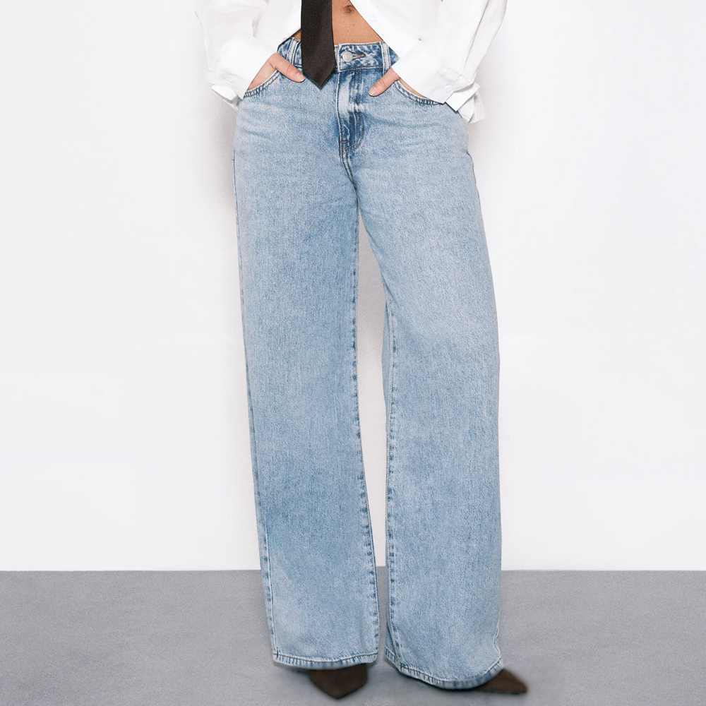 Women Straight Casual Streetwear Sexy Breathable Eco-Friendly Colored Denim Jeans Embroidery Bow-Customizable Factory Wholesale