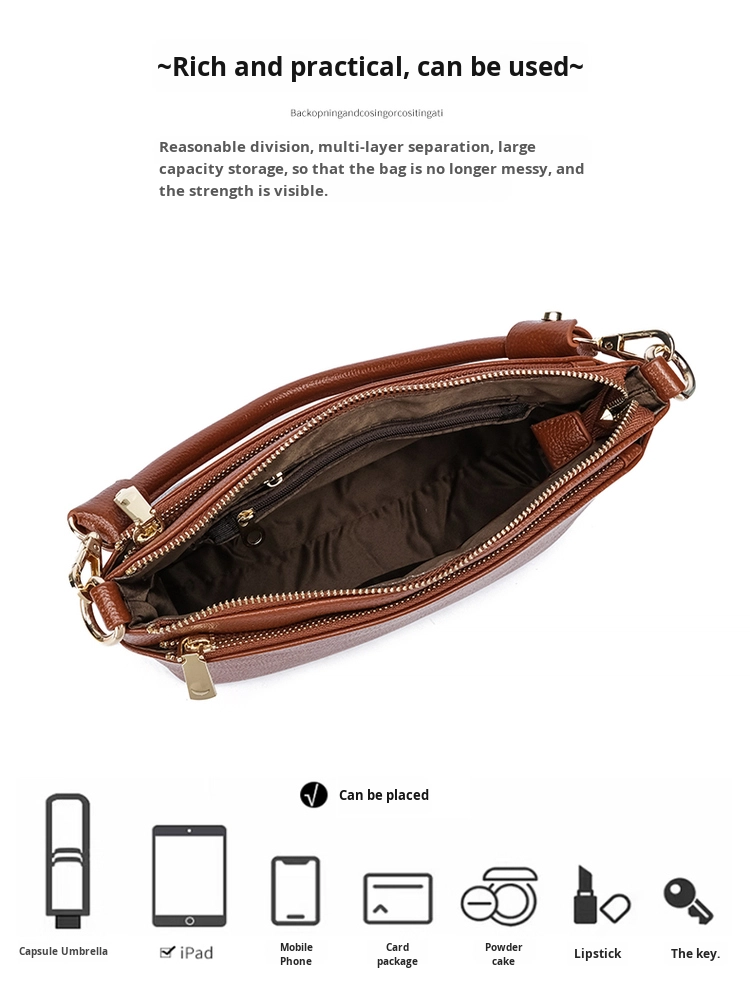 Women's Eco-Friendly Genuine Leather Luxury Crossbody Bag Single Shoulder Chains Waterproof Fashion Mom Style Winter Autumn