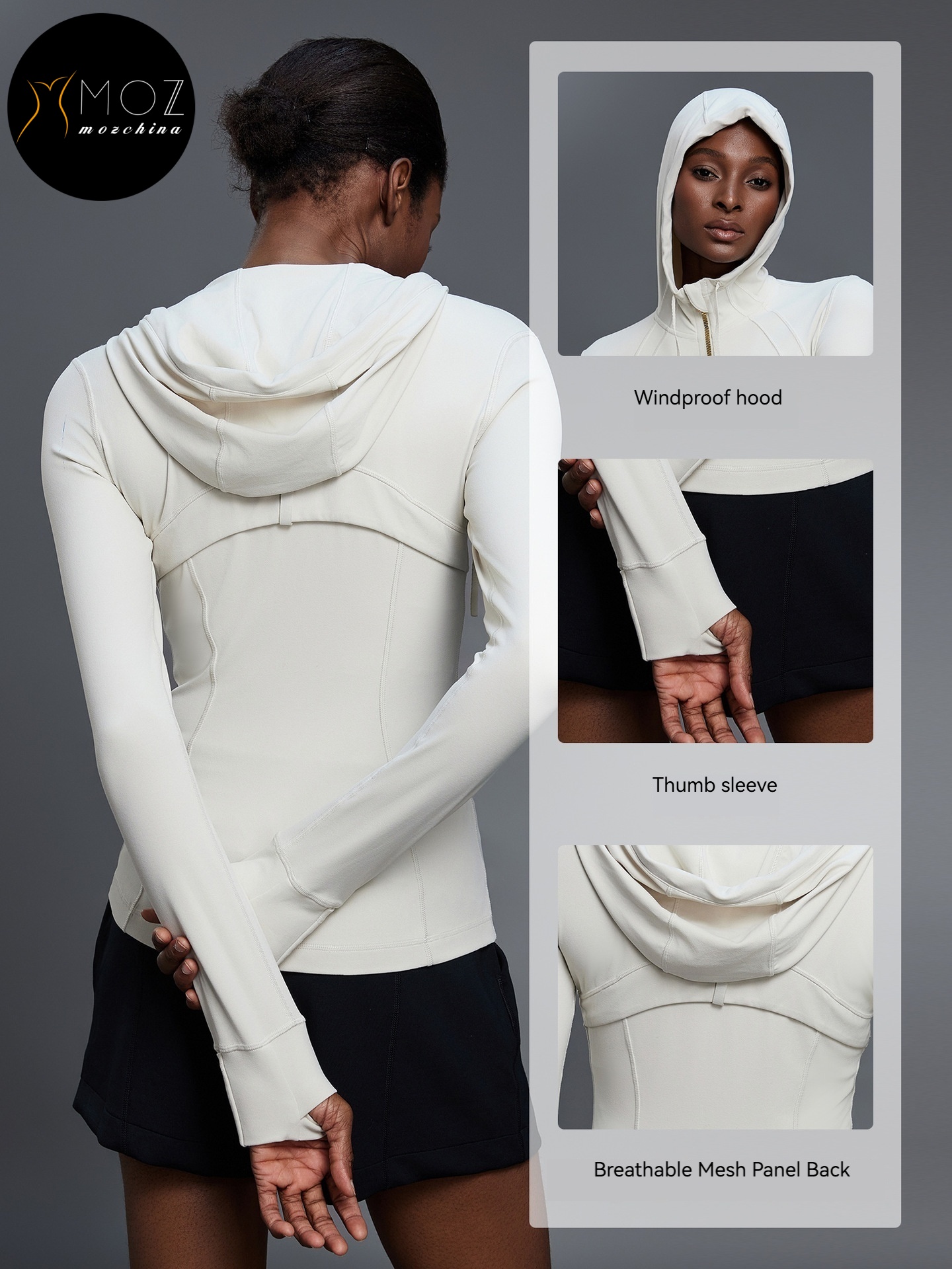 Women's Long-Sleeved Hooded Yoga Jacket Slim Fit Cardigan for Gym Running Soft Comfortable Breathable Sportswear Layer